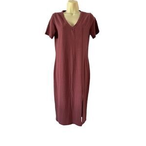 Socialite Clay Pink Knit Casual Dress Size Small Midi Tee Shirt Bodycon Pullover